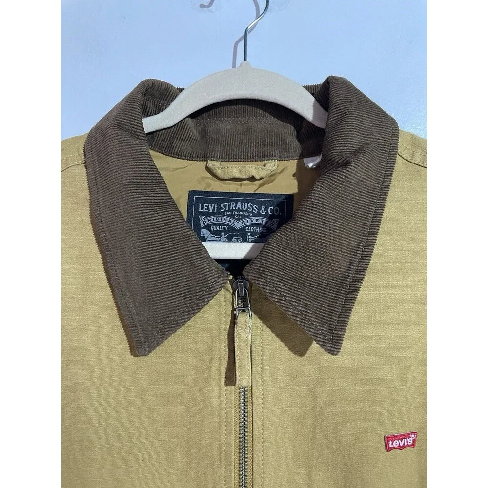 Levis‎ Canvas Depot Jacket Mens XL Brown Corduroy Collar Trucker Barn Utility